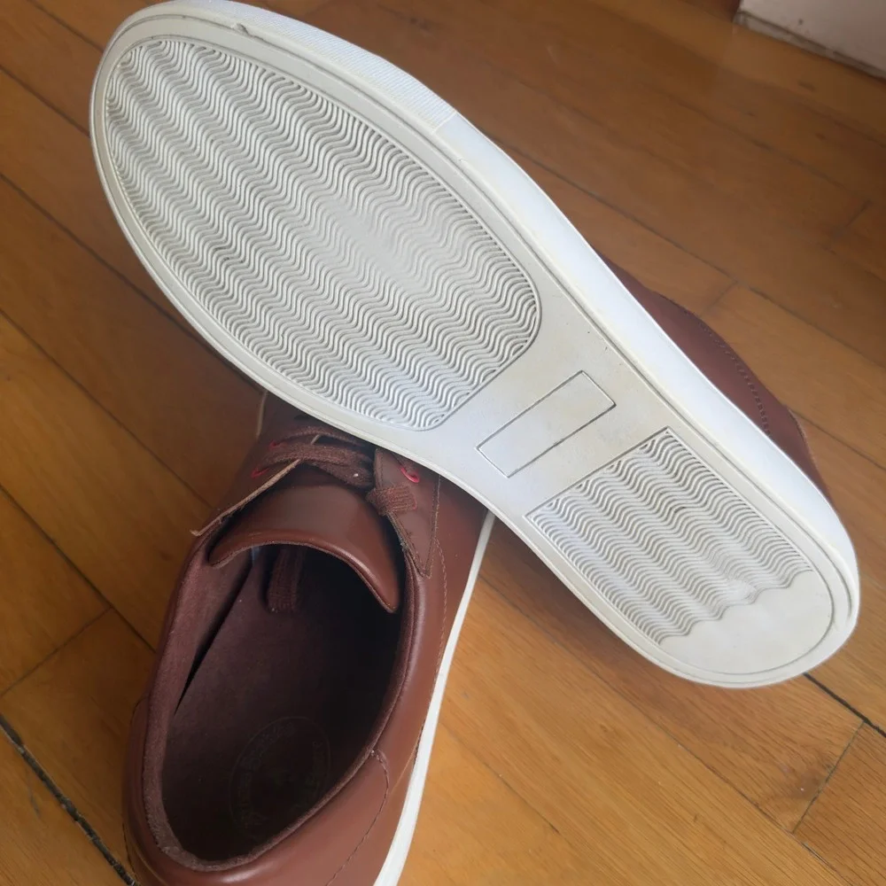 Brooks‎ Brothers Red Fleece Mens Cognac Brown Leather Low Top Sneakers Shoes
